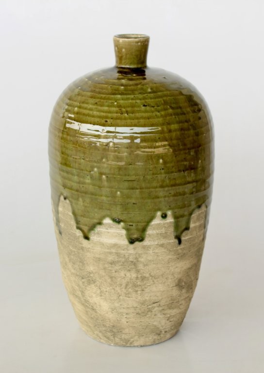 Extra Large Green & Natural Jar